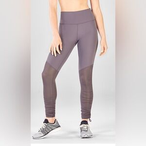 Fabletics Cashel Foldover PureLuxe Leggings XS Purple Gray Mesh Panel